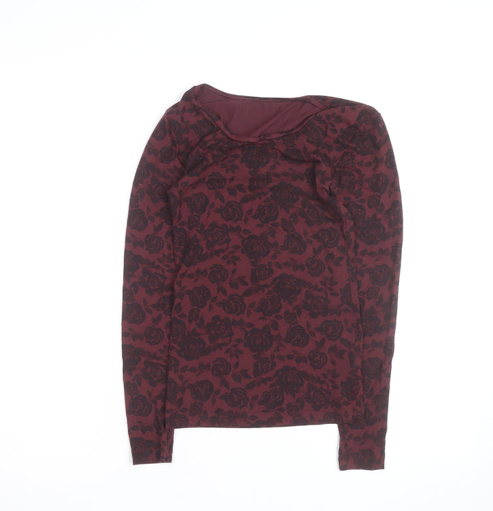 Marks and Spencer Women Red Floral Long Sleeve Jersey Blouse Size 10