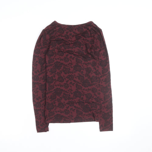 Marks and Spencer Women Red Floral Long Sleeve Jersey Blouse Size 10