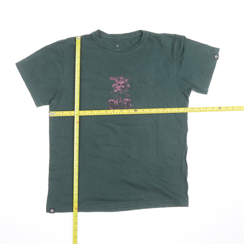 VERTIGEM Men's Green Graphic Print Cotton T-Shirt Size M
