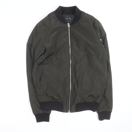 New Look Women's Green Bomber Jacket Size 8 Zip Casual Lightweight