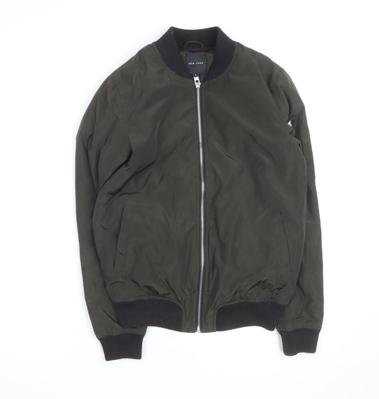 New Look Women's Green Bomber Jacket Size 8 Zip Casual Lightweight