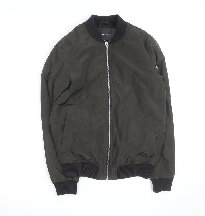 New Look Women's Green Bomber Jacket Size 8 Zip Casual Lightweight