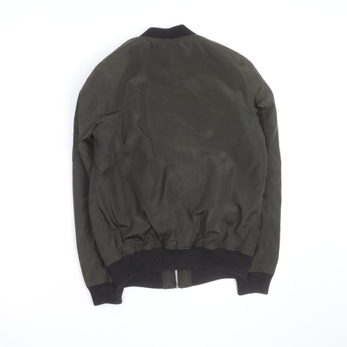 New Look Women's Green Bomber Jacket Size 8 Zip Casual Lightweight