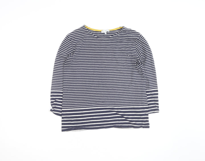 Warehouse Women’s Blue Striped Cotton Long Sleeve Pullover Jumper Size 8