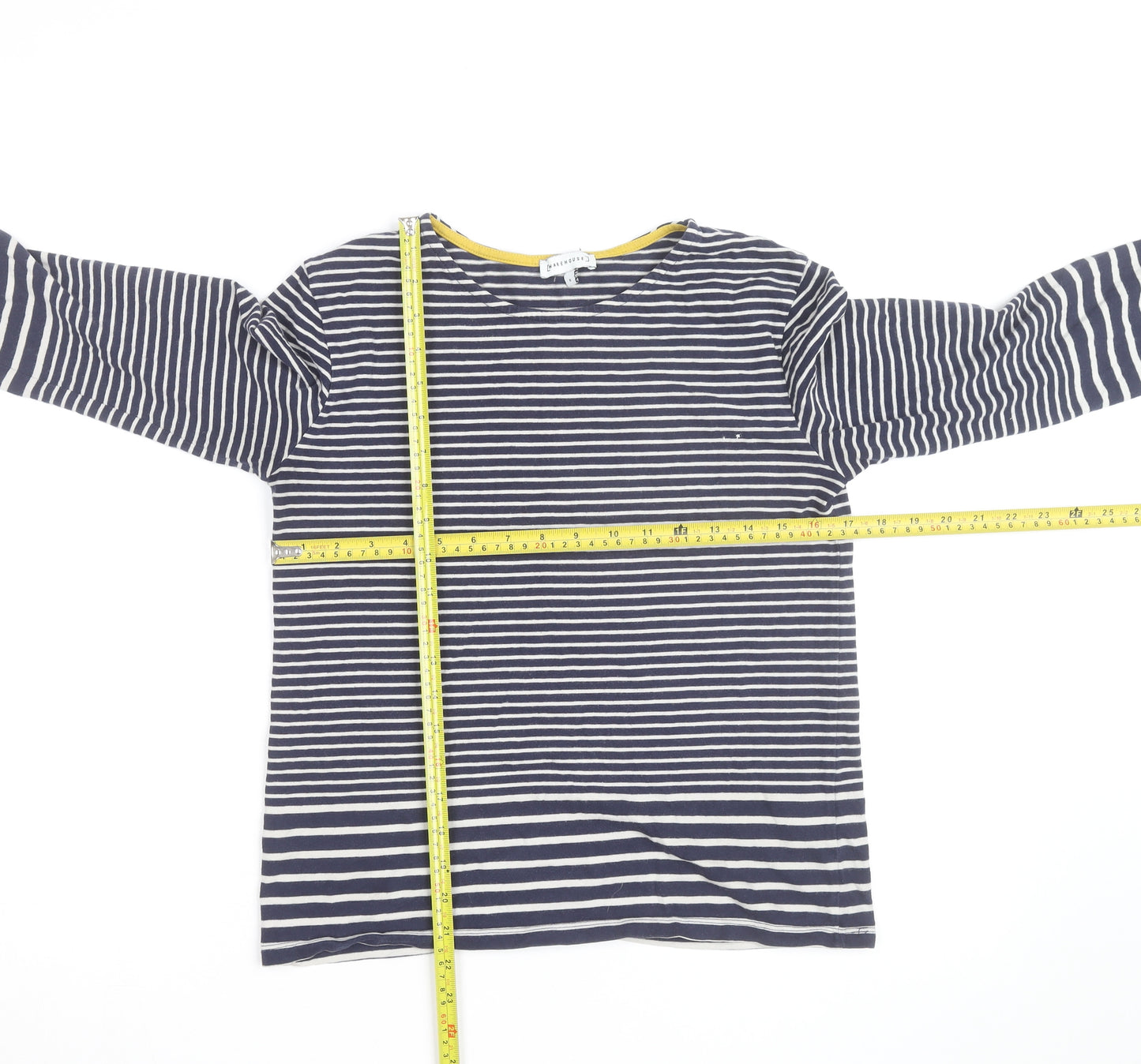 Warehouse Women’s Blue Striped Cotton Long Sleeve Pullover Jumper Size 8