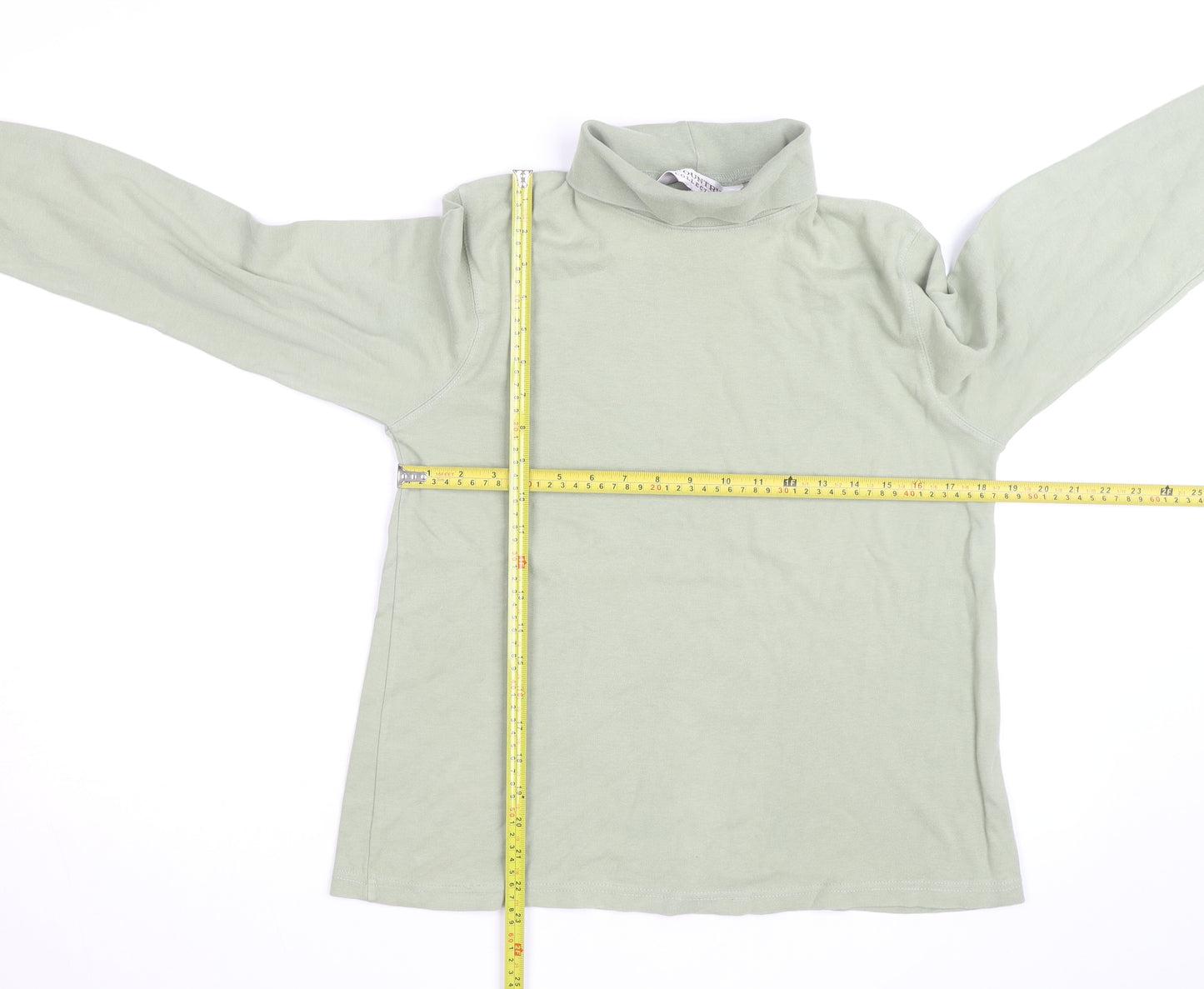 Country Collection Women’s Green Roll Neck Long Sleeve Cotton Top M
