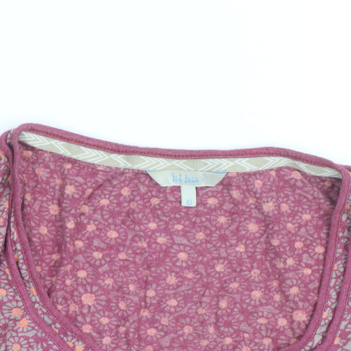 Fat Face Women’s Pink Floral Wrap Blouse Size 10 Cotton V-Neck Long Sleeve