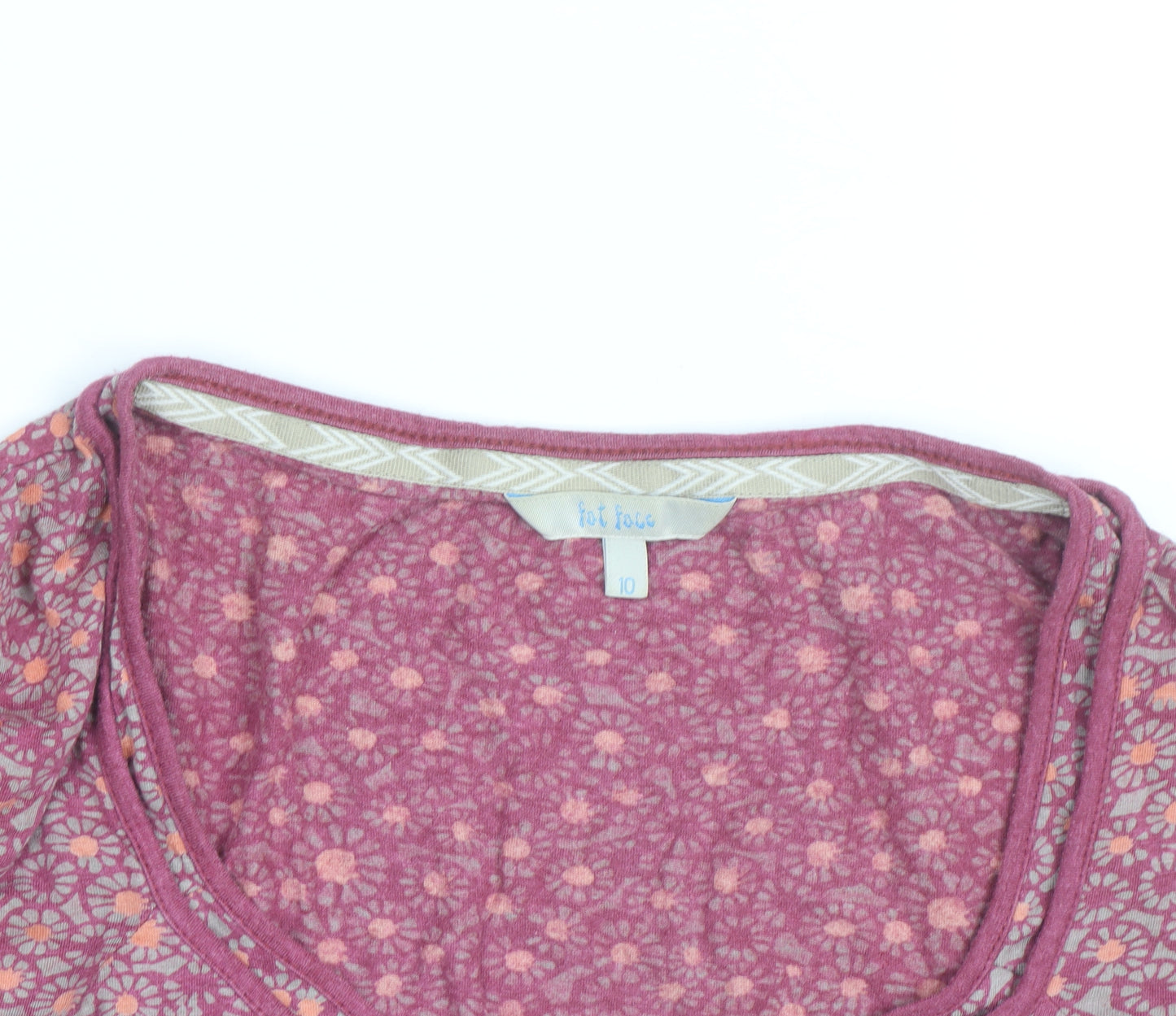 Fat Face Women’s Pink Floral Wrap Blouse Size 10 Cotton V-Neck Long Sleeve