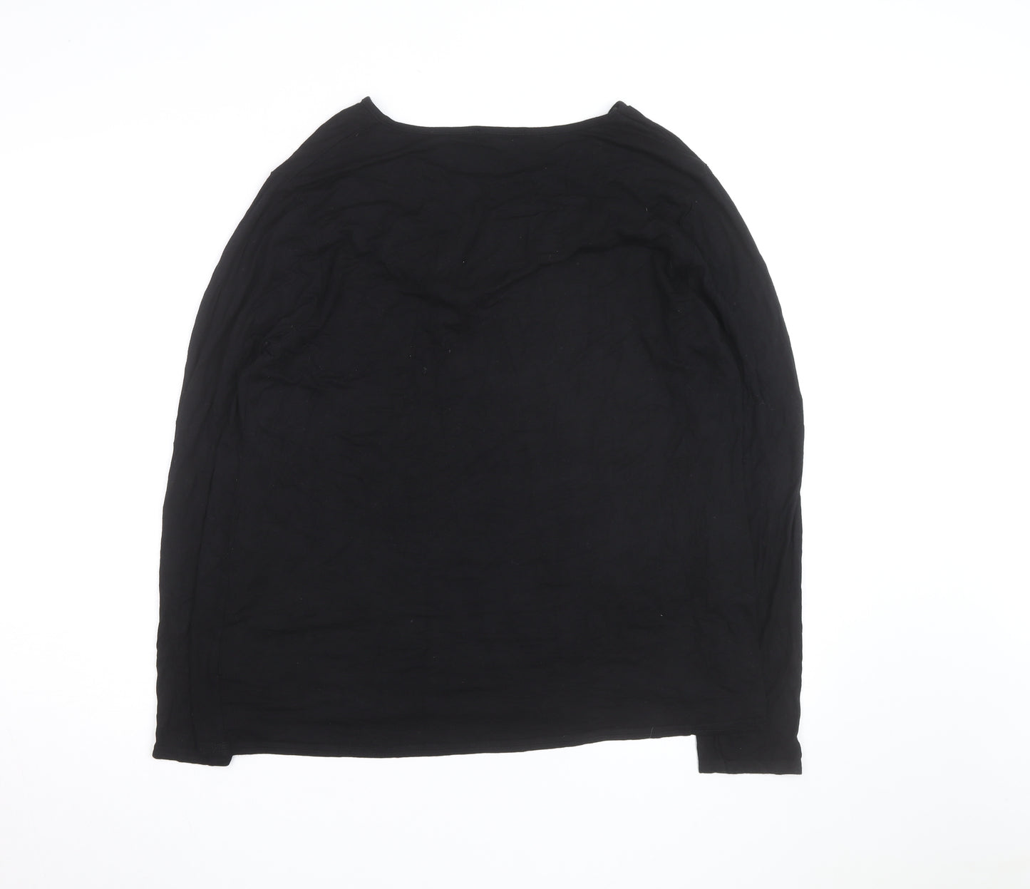 Originals from M&S Women's Black Long Sleeve Ruffle Jersey Top Size 20