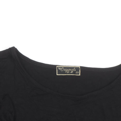 Originals from M&S Women's Black Long Sleeve Ruffle Jersey Top Size 20