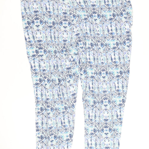 Marks and Spencer Women Blue Geometric Cropped Stretch Trousers Size 20