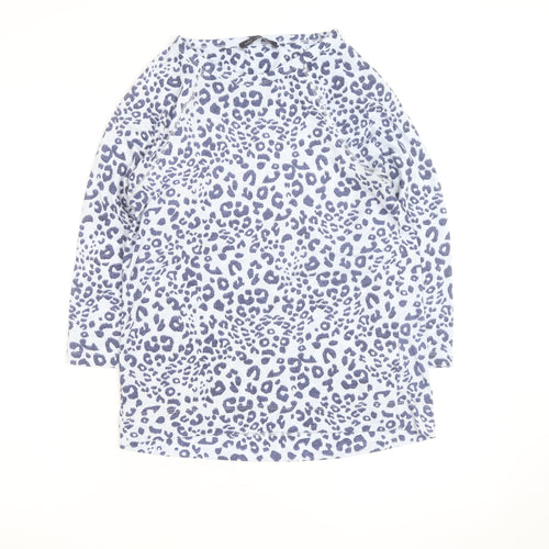 Marks and Spencer Womens Blue Leopard Print 3/4 Sleeve T-Shirt UK 10