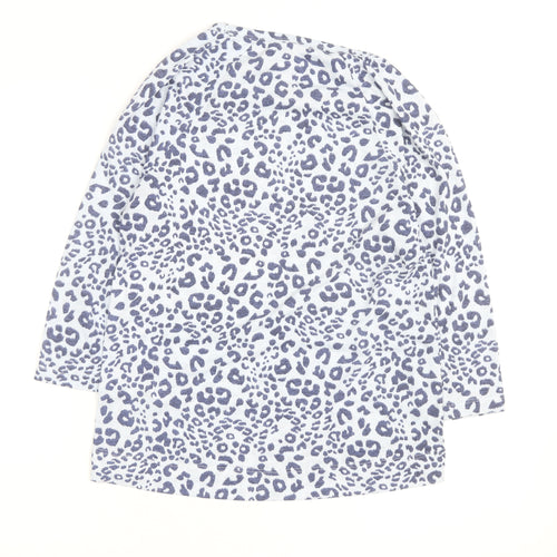 Marks and Spencer Womens Blue Leopard Print 3/4 Sleeve T-Shirt UK 10