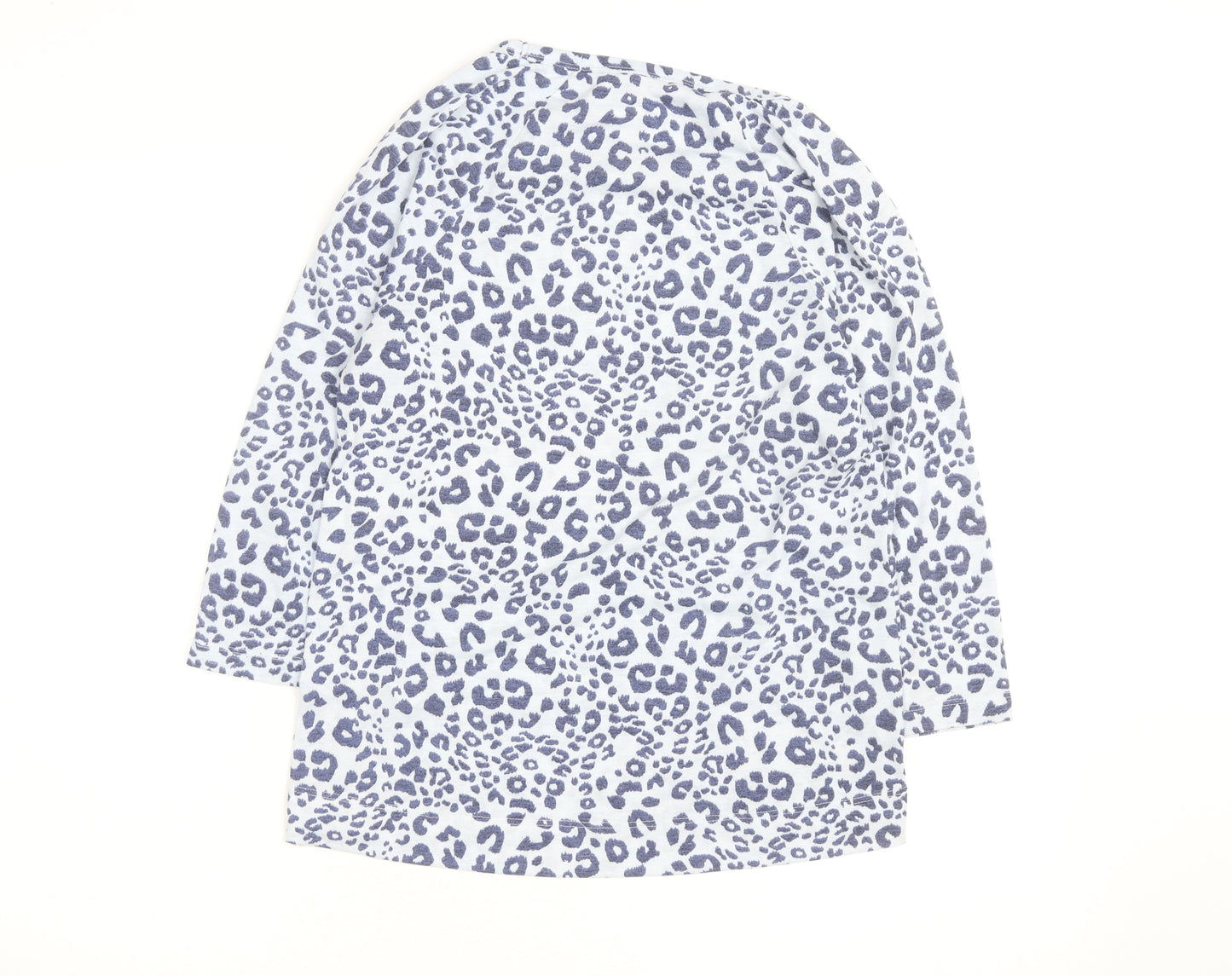 Marks and Spencer Womens Blue Leopard Print 3/4 Sleeve T-Shirt UK 10