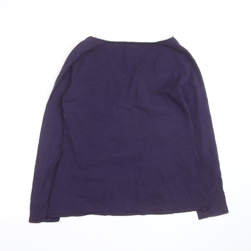 White Stuff Women’s Purple Cotton Long Sleeve Jersey T-Shirt Size 18