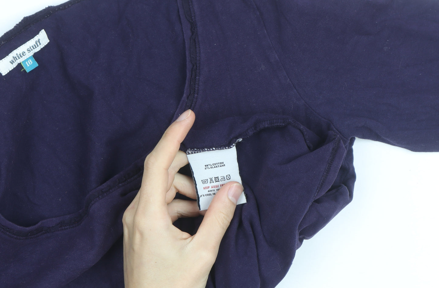 White Stuff Women’s Purple Cotton Long Sleeve Jersey T-Shirt Size 18