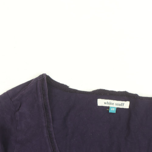 White Stuff Women’s Purple Cotton Long Sleeve Jersey T-Shirt Size 18