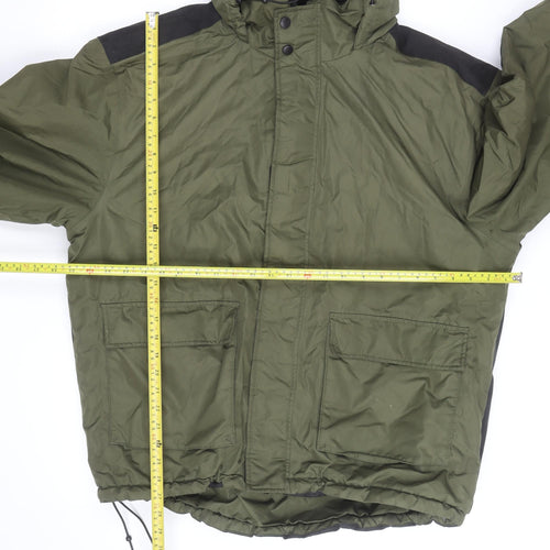 Crivit Men's Green Hooded Winter Parka Jacket Size L Outdoor Coat