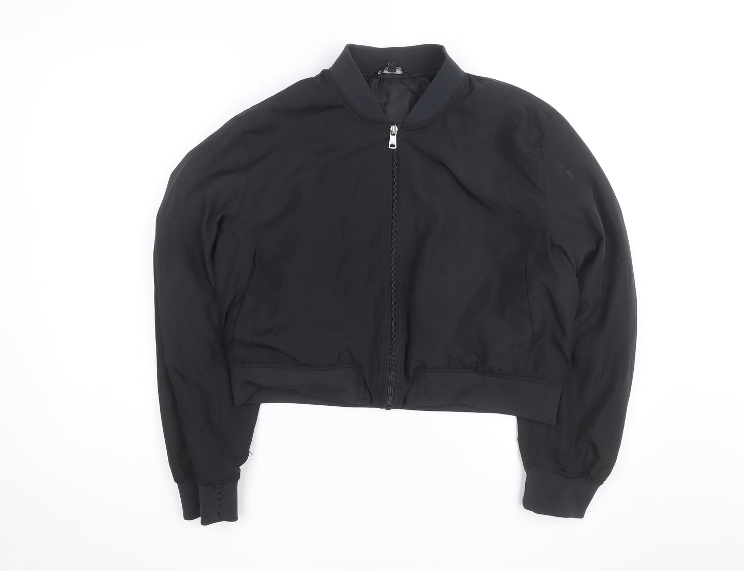 ONLY Black L Bomber Jacket Unisex Adults Lined Zip Casual