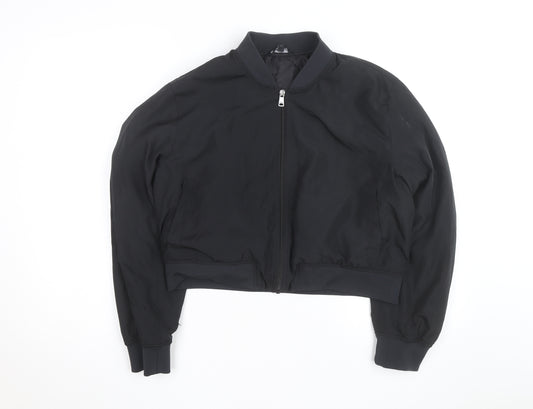 ONLY Black L Bomber Jacket Unisex Adults Lined Zip Casual