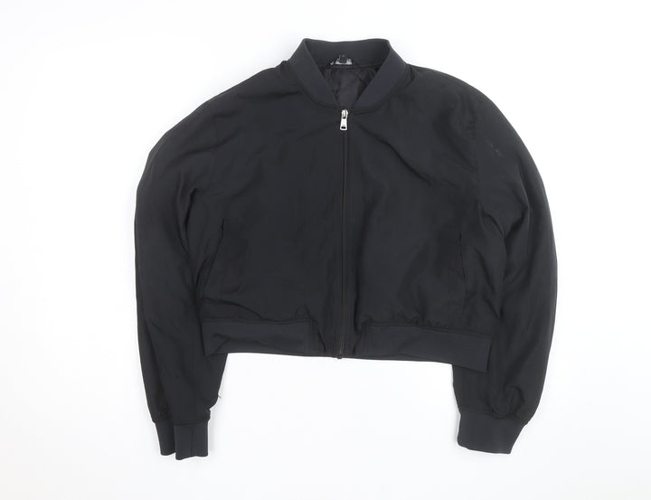 ONLY Black L Bomber Jacket Unisex Adults Lined Zip Casual
