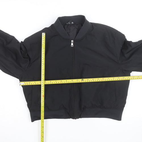 ONLY Black L Bomber Jacket Unisex Adults Lined Zip Casual