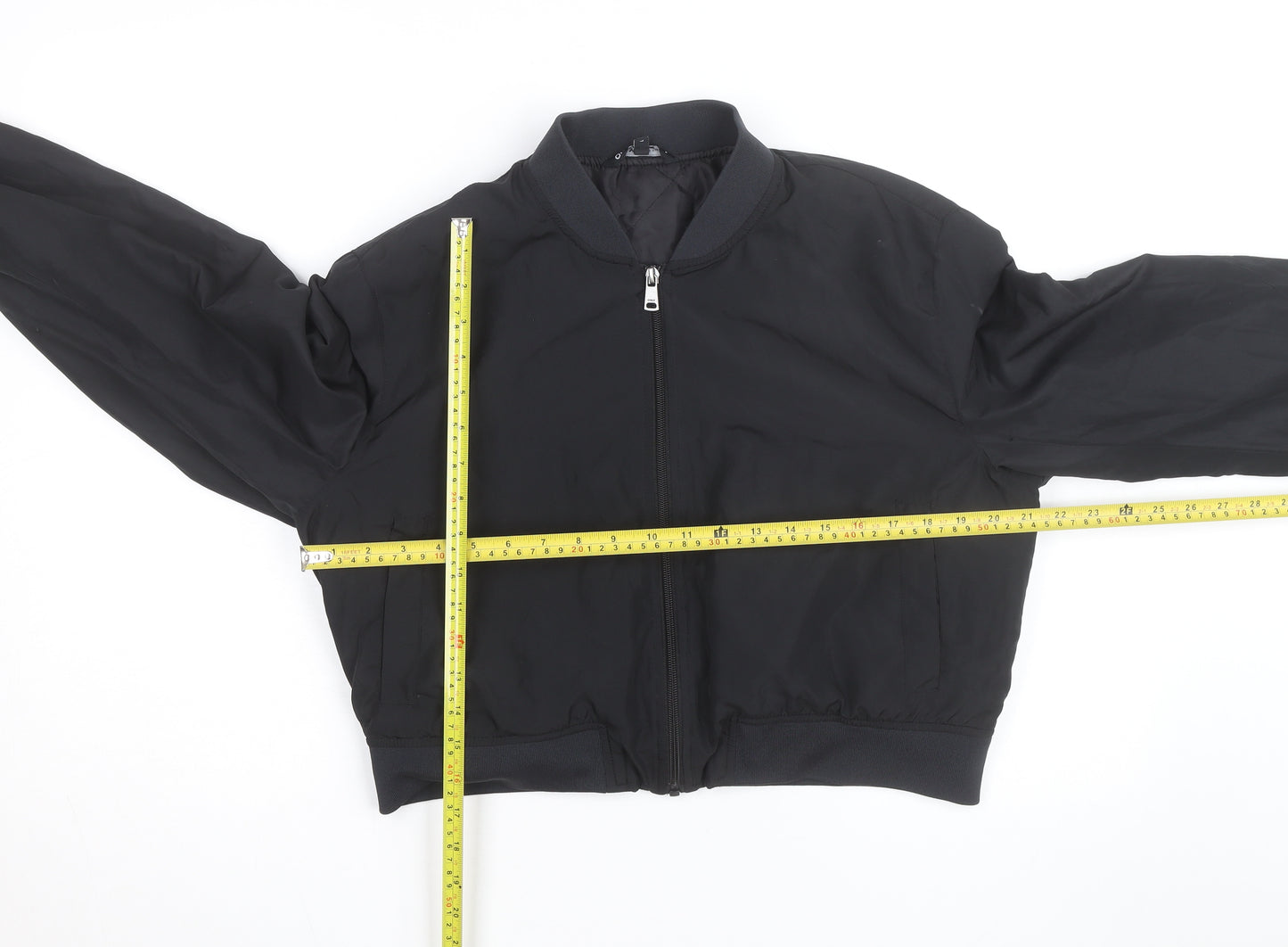 ONLY Black L Bomber Jacket Unisex Adults Lined Zip Casual