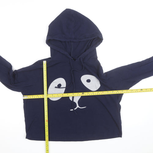 Zigzag Womens Navy Blue Hoodie UK 12 Pullover Long Sleeve Cotton