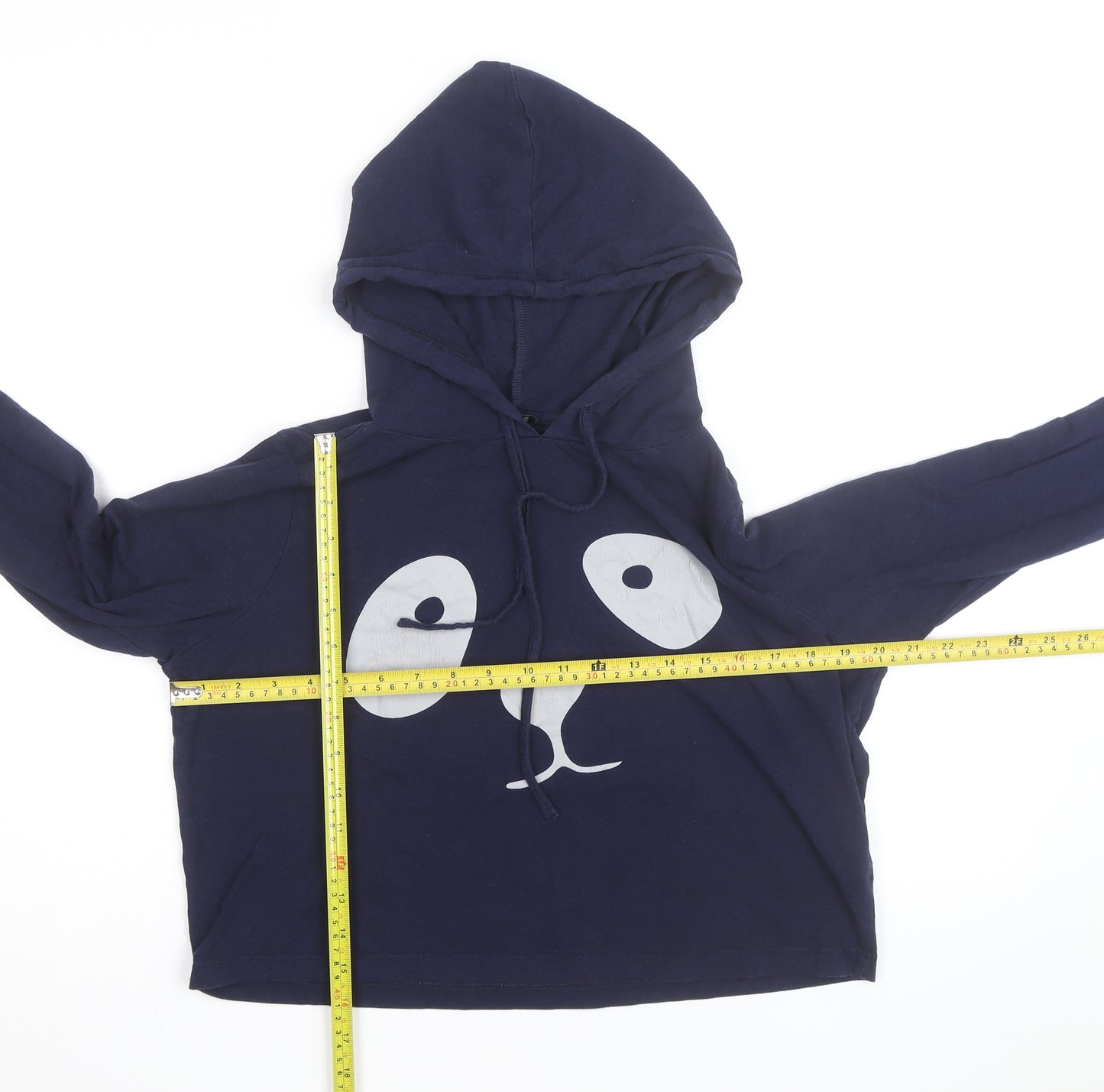 Zigzag Womens Navy Blue Hoodie UK 12 Pullover Long Sleeve Cotton
