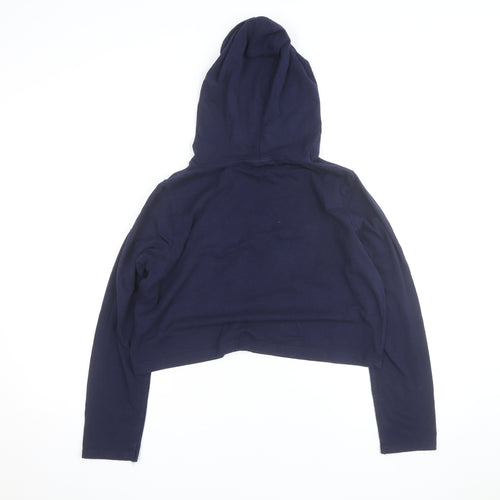 Zigzag Womens Navy Blue Hoodie UK 12 Pullover Long Sleeve Cotton