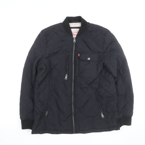 Levi's Men's Black Quilted Full Zip Mid-Length Casual Jacket S