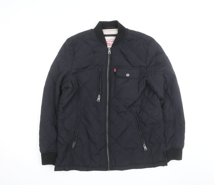 Levi's Men's Black Quilted Full Zip Mid-Length Casual Jacket S