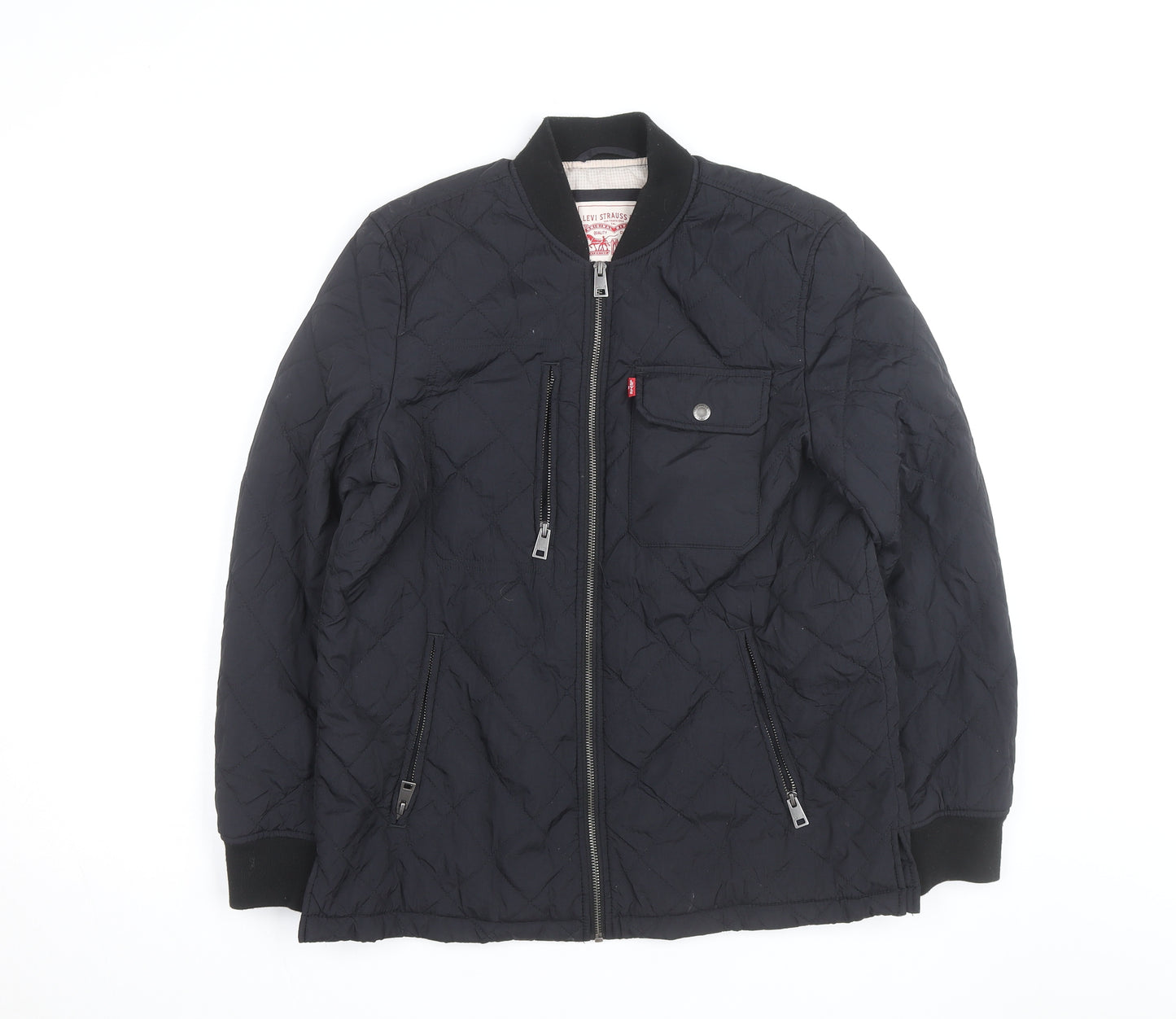 Levi's Men's Black Quilted Full Zip Mid-Length Casual Jacket S