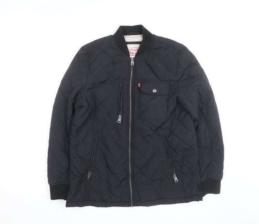 Levi's Men's Black Quilted Full Zip Mid-Length Casual Jacket S