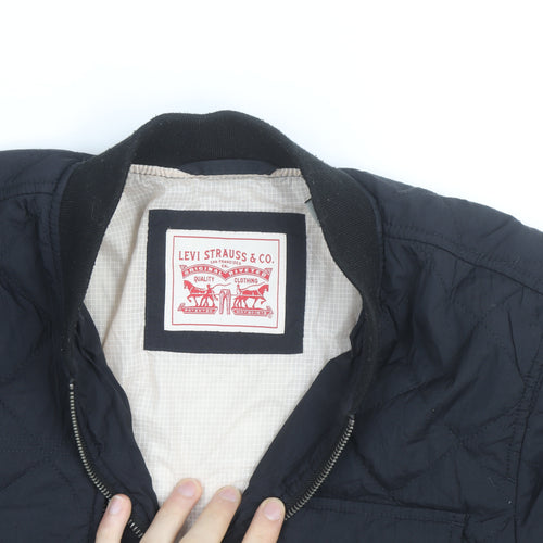 Levi's Men's Black Quilted Full Zip Mid-Length Casual Jacket S