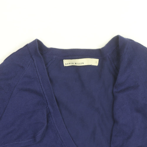 Karen Millen Women's Blue Belted V-Neck Cardigan Size S