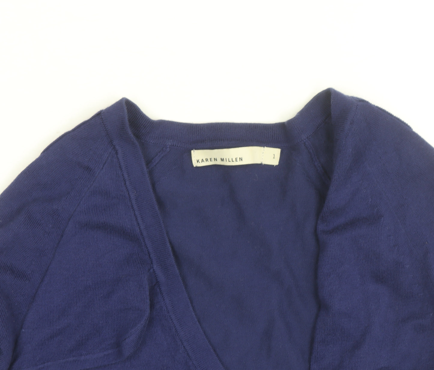 Karen Millen Women's Blue Belted V-Neck Cardigan Size S