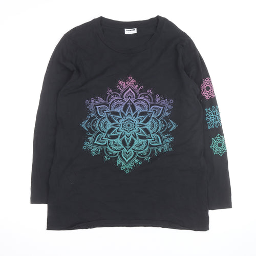 Noisy May Unisex Black Mandala Long Sleeve Cotton Shirt M