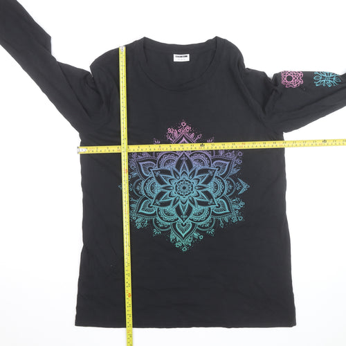 Noisy May Unisex Black Mandala Long Sleeve Cotton Shirt M