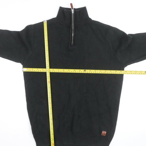 NEXT Men's Black M 1/2 Zip High Neck Cotton Blend Jumper