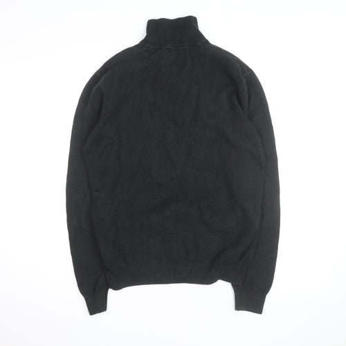 NEXT Men's Black M 1/2 Zip High Neck Cotton Blend Jumper