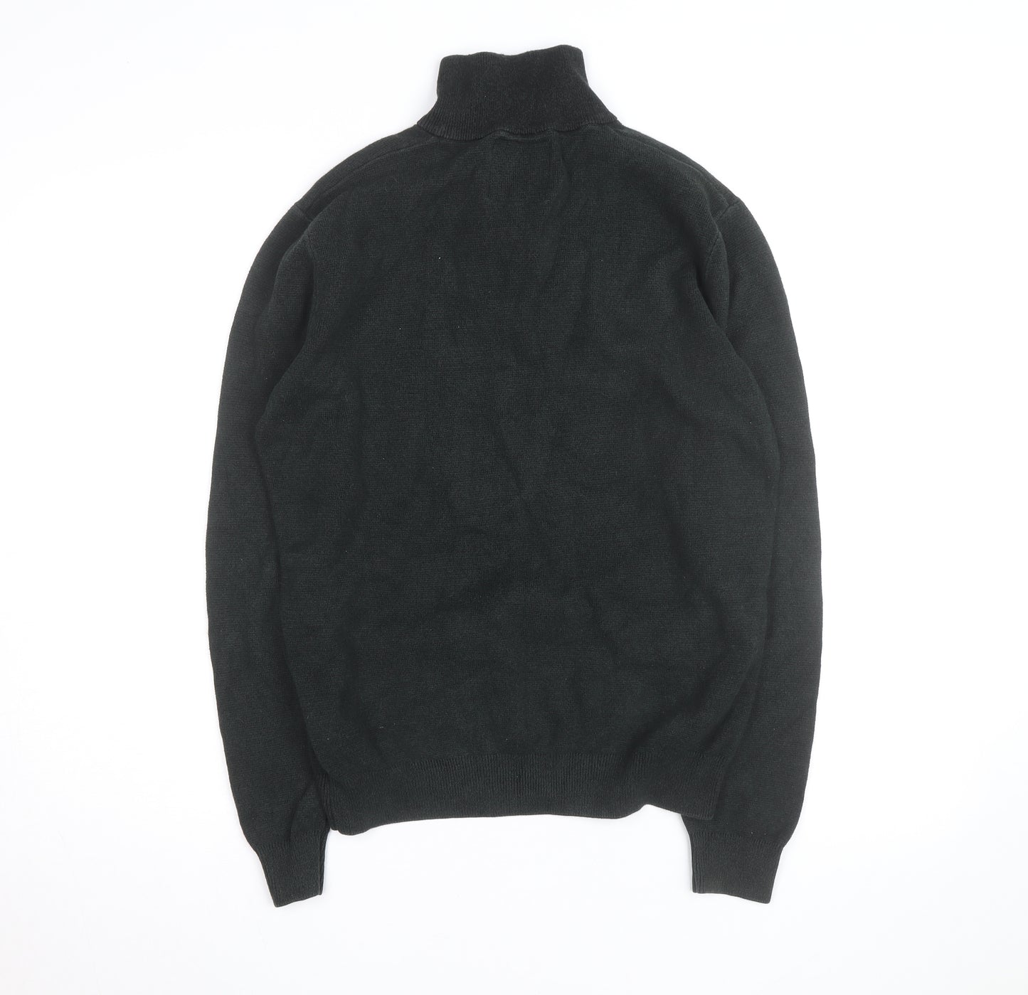 NEXT Men's Black M 1/2 Zip High Neck Cotton Blend Jumper