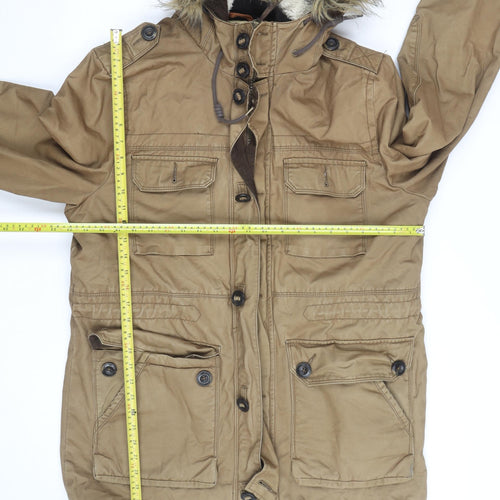 F&F Women’s Brown Faux Fur Hooded Parka Coat Size L