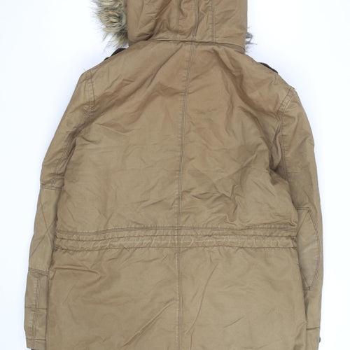 F&F Women’s Brown Faux Fur Hooded Parka Coat Size L
