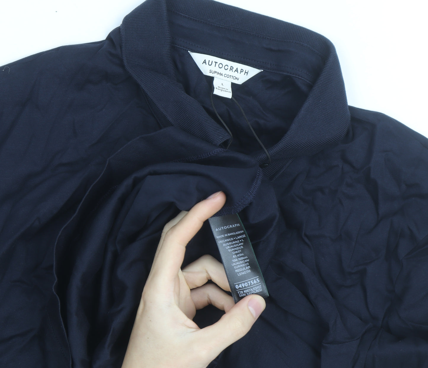 Marks and Spencer Autograph Men's Blue Supima Cotton Polo Shirt L