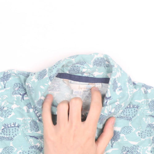 Boden Women Blue Floral Button-Up Shirt Size 8 Cotton Long Sleeve