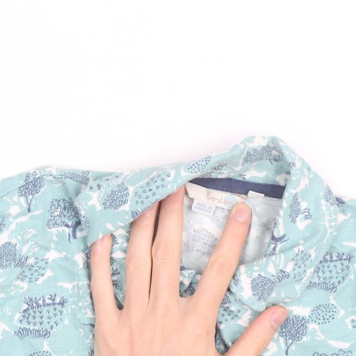 Boden Women Blue Floral Button-Up Shirt Size 8 Cotton Long Sleeve