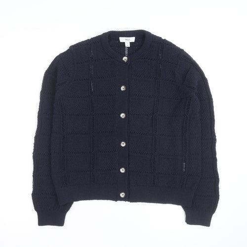 Marks and Spencer Men's Blue Cotton Knit Cardigan M
