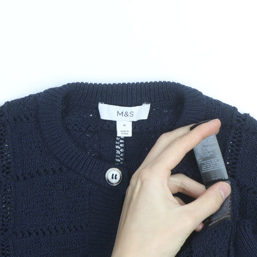 Marks and Spencer Men's Blue Cotton Knit Cardigan M
