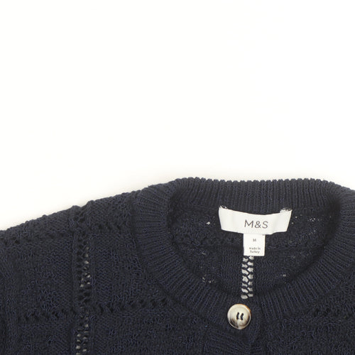 Marks and Spencer Men's Blue Cotton Knit Cardigan M